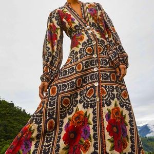Farm Rio flower tapestry maxi dress